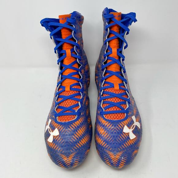 Under Armour Clutch Highlight High Top Football Cleats 13 Blue Orange main image 7
